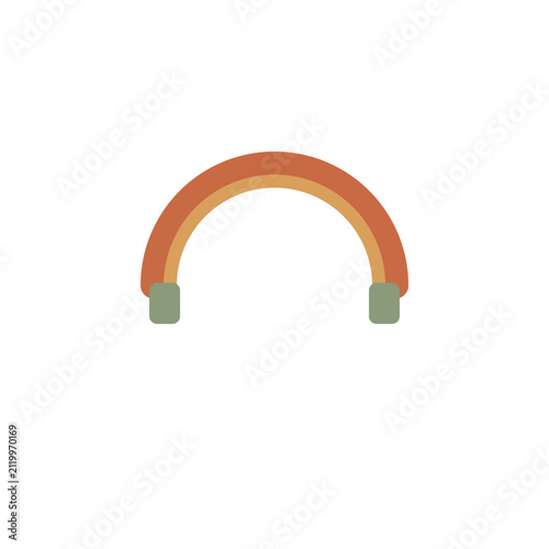 Vintage rustic over-ear headphones flat vector icon isolated on transparent background