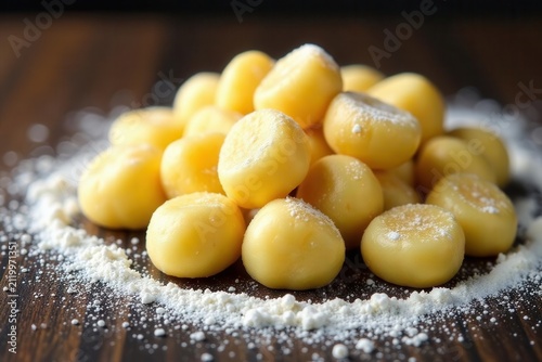 Pile of soft, uncooked potato gnocchi, lightly floured , delicious, kitchen, photography