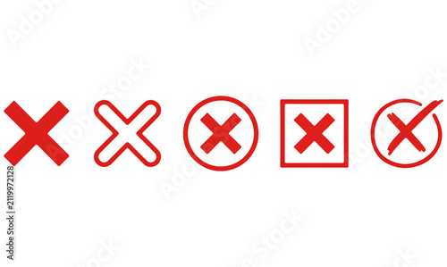 Quadro su tela Red x symbols in different shapes and styles, isolated