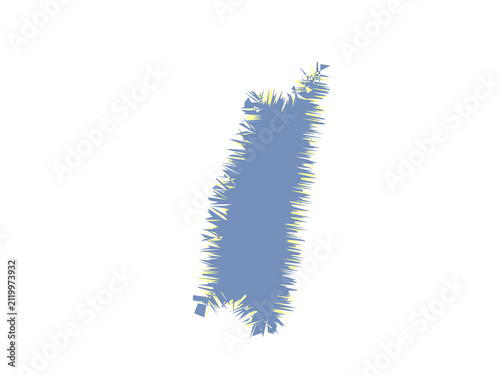 Obraz na płótnie A textured blue shape with frayed edges resembling a weathered fabric patch
