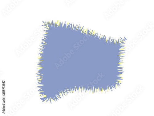 Foto A textured blue fabric patch with frayed yellow edges in a rough shape