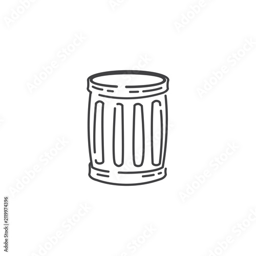 Vector outline illustration design of a trash can