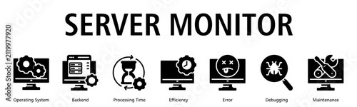 Server Monitor Web Banner web banner icon vector illustration