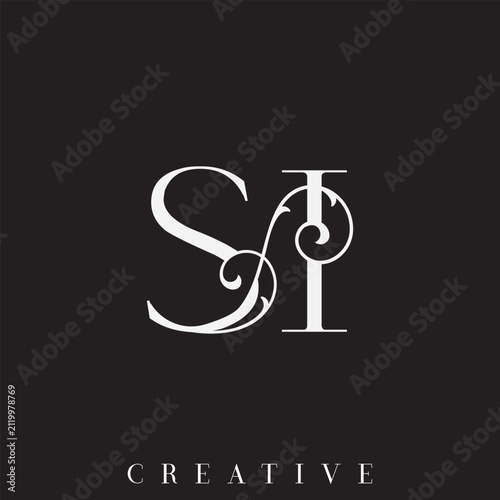 Luxury Silver  Double SI Monogram Vector Logo for Wedding Brand