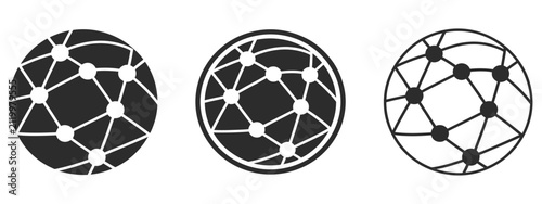 Foto Global network vector icons featuring worldwide connectivity, digital communication, internet technology, data sharing, and international business networking symbols