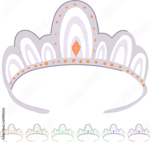elegant tiara bridal cartoon. sparkle jewelry, royal ceremony, accessory fashion elegant tiara bridal sign vector