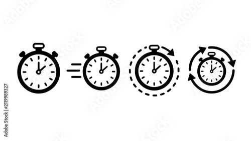 Принти на полотні Set of four stopwatch icons representing speed fast time and recurring time inte