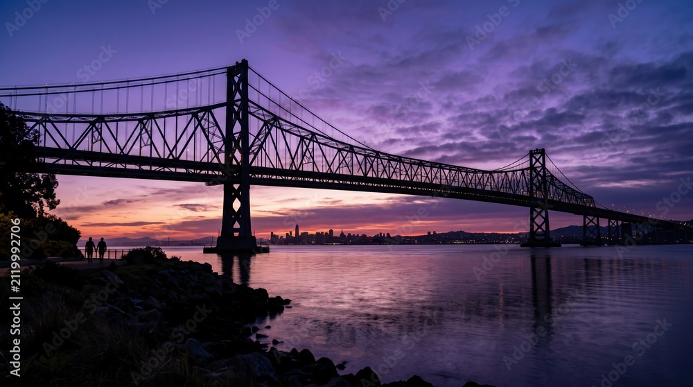Naklejka premium Bay Bridge and San Francisco Skyline at Twilight