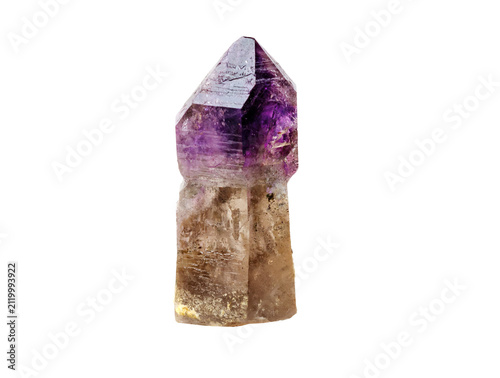 Cuadro en lienzo Genuine unpolished scepter quartz mineral displaying unique crystal habit