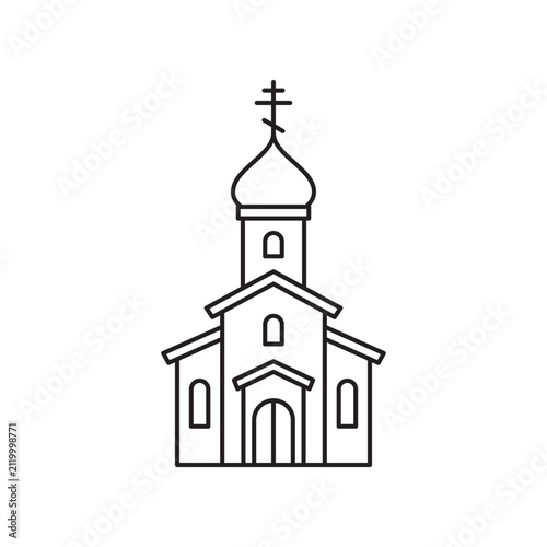 Christian orthodox church building line art