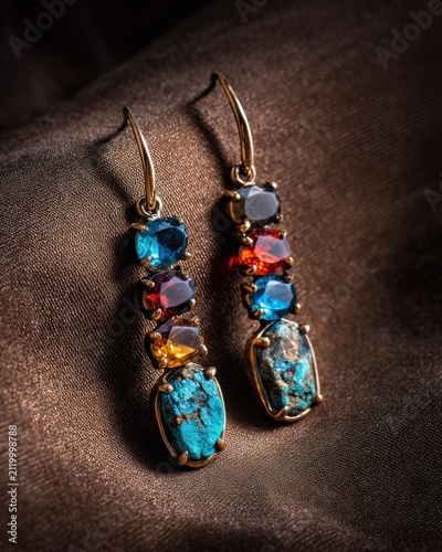 Gemstone dangle earrings gold jewelry