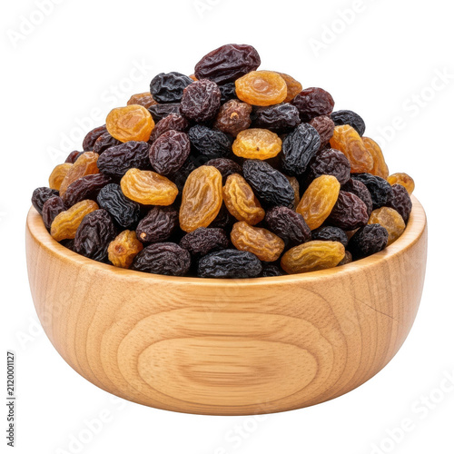Assorted dried fruits in wooden bowl isolated background isolated on transparent background