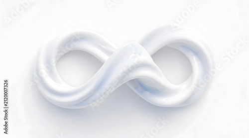 Minimalist white infinity symbol 3D render on clean background representing endless possibilities and eternity