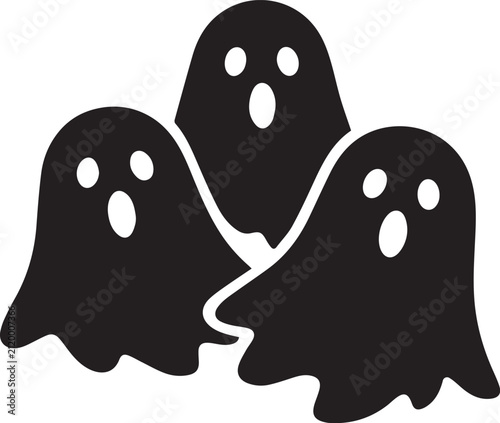 Three cute scary ghosts for halloween party design Vector, illustration