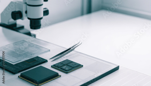 Microchip processor semiconductor circuit technology laboratory research microscope precision tool microchip processor semiconductor circuit technology laboratory research microscope precision