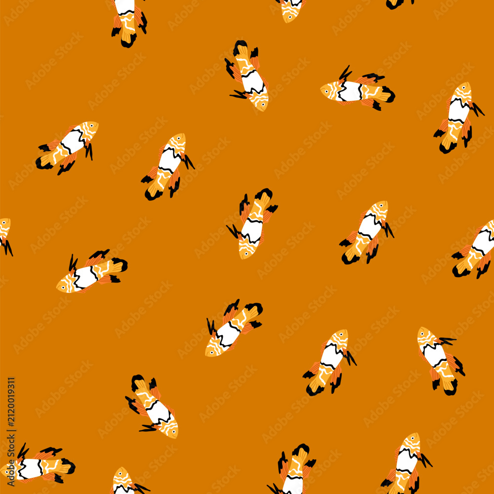 Obraz premium pattern tropical clown fish cartoon. reef habitat, species vibrant, colorful symbiosis tropical clown fish sign. seamless vector illustration