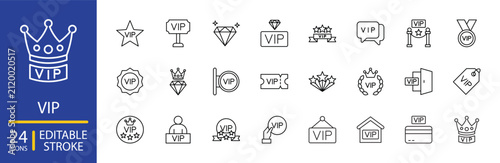 Vip Icon Set Editable Stroke