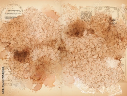 Sepia Botanical Journal Filled with Flower Studies