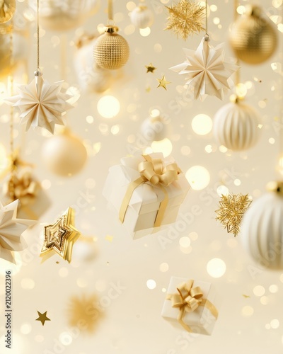 Floating Gift Boxes Among Christmas Decorations