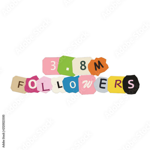 Foto Three billion followers text with colorful paper cutouts