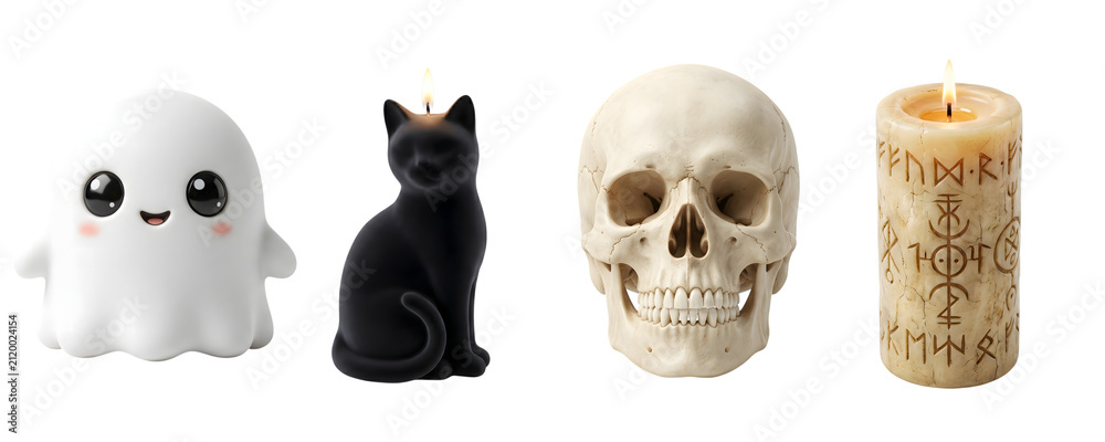 Obraz premium Halloween Black Cat Skull PNG Bundle Gothic Cat Human Skull Horror Clipart Set Isolated Transparent Background For Halloween Party Decoration Sticker Poster Scrapbook And Commercial Use