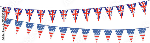 Garlands with pennants from United Kingdom and United States of America	