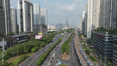 Aerial View of Modern Boulevard and Urban Skyline in Ho Chi Minh City