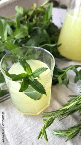 refreshing summer lemonade with mint leaves in glass creating cool drink composition and fresh beverage atmosphere concept of healthy lifestyle hospitality cafes and summer events