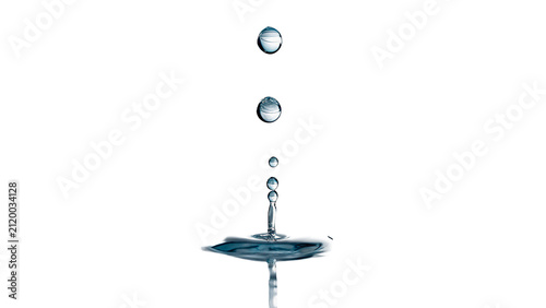 Fotografie Clear water droplet splashing into liquid isolated on transparent background for