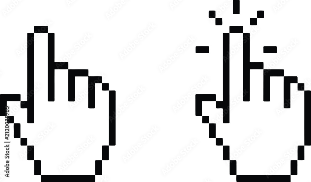 Fototapeta premium Mouse cursor icon featuring linear pointer symbols, click navigation controls, and editable vector illustration for user interface design.