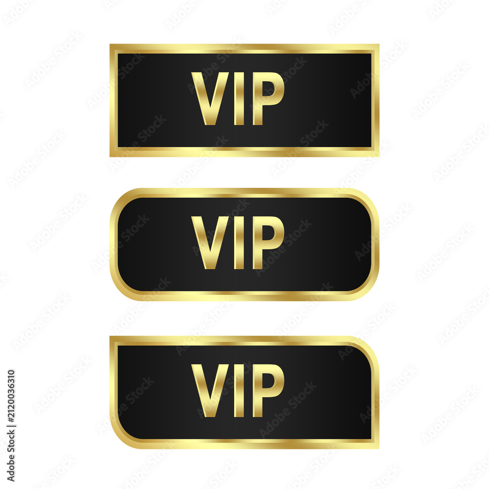Fototapeta premium Black gold luxury vip text label object set element isolated on white background