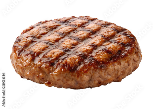 Large grilled burger meat  on transparent background png