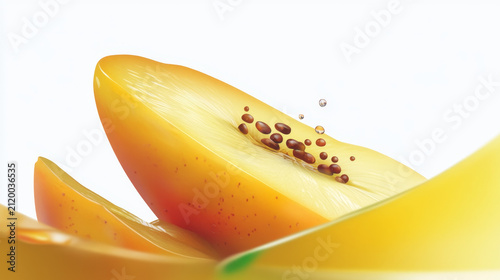 Bright exotic papaya slices on a clean white background. Healthy food concept with fresh tropical fruit.