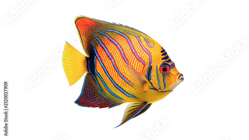 Colorful discus tropical fish aquarium pet isolated on transparent background for underwater life