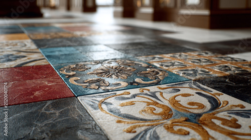 Vibrant Tile Flooring Design, Close-up View