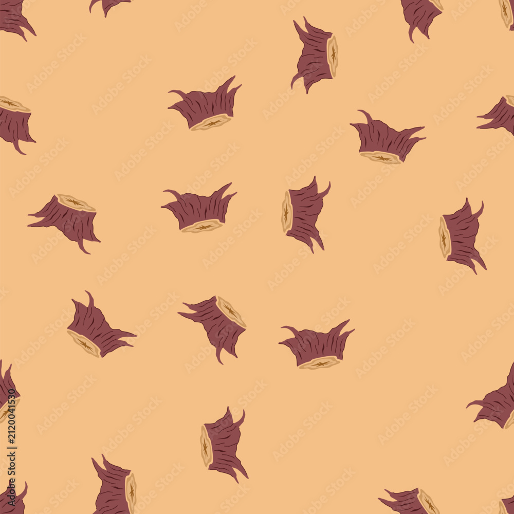 Obraz premium pattern log stump cartoon. forest circle, ring organic, old brown log stump sign. seamless vector illustration