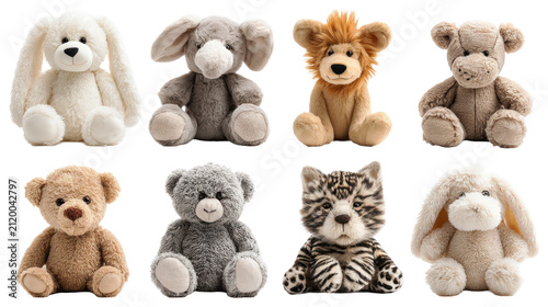 Set of plush animals for e-commerce and children's marketing
