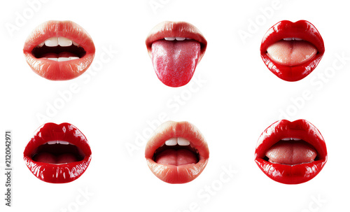 Sassy mouth emoji set with tongue out for creative design