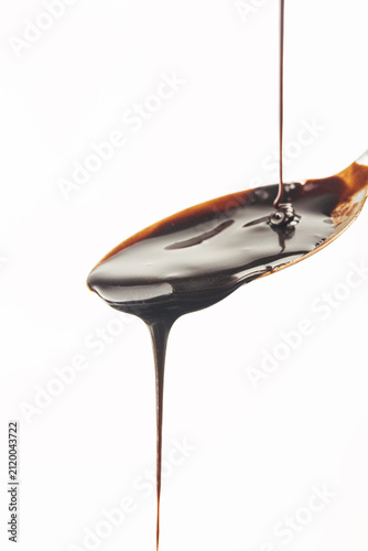 Delicious smooth chocolate sauce, flowing chocolate sauce
