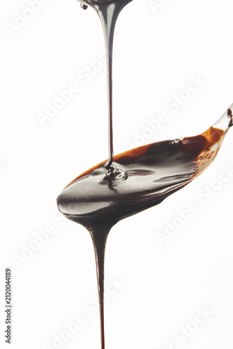 Delicious smooth chocolate sauce, flowing chocolate sauce