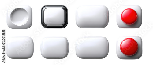 Glossy black and white interface icons and sleek web buttons set isolated