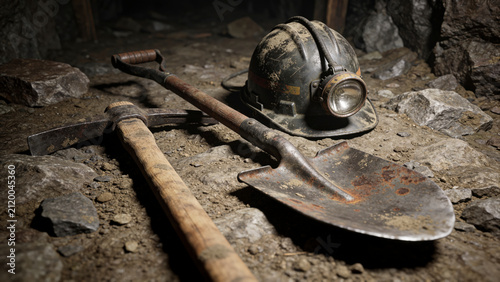 Vintage Rusty Blacksmith Tools with Anvil Hammer and Weathered Metal Workshop Equipment on Wooden Workbench