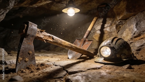 Old Wooden Construction Workshop with Steel Tools and Metal Equipment Showing Ancient Craftsmanship, Concrete Structures, and Industrial Labor History