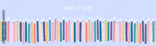 Fun hand drawn party seamless background with birthday candles, great for birthday parties, textiles, banners, wallpapers, wrapping - vector design