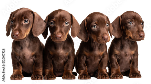Adorable brown dachshund puppies and young dog characters set isolated for design