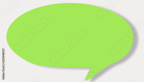 Foto Light green rounded speech bubble with a tail and drop shadow.