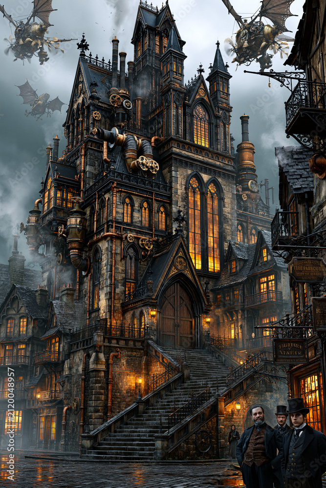 Fototapeta premium Victorian Steampunk City