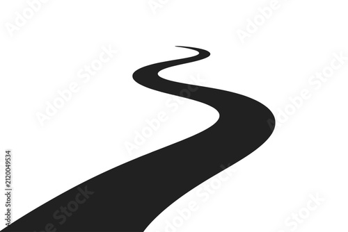 Winding road silhouette on white background