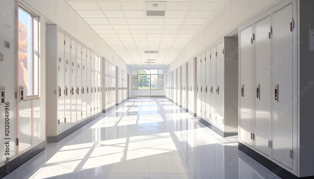 Obraz premium Modern School Hallway with Lockers