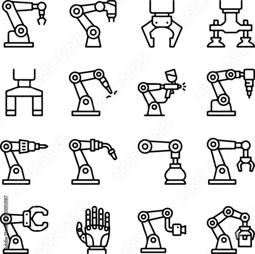 Warehouse storage shelf pallet shipping container and barcode scanner line icons set vector